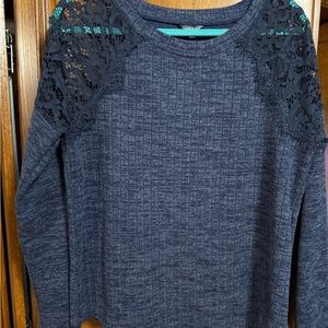 Hannah Navy Long Sleeve with Lace Detail